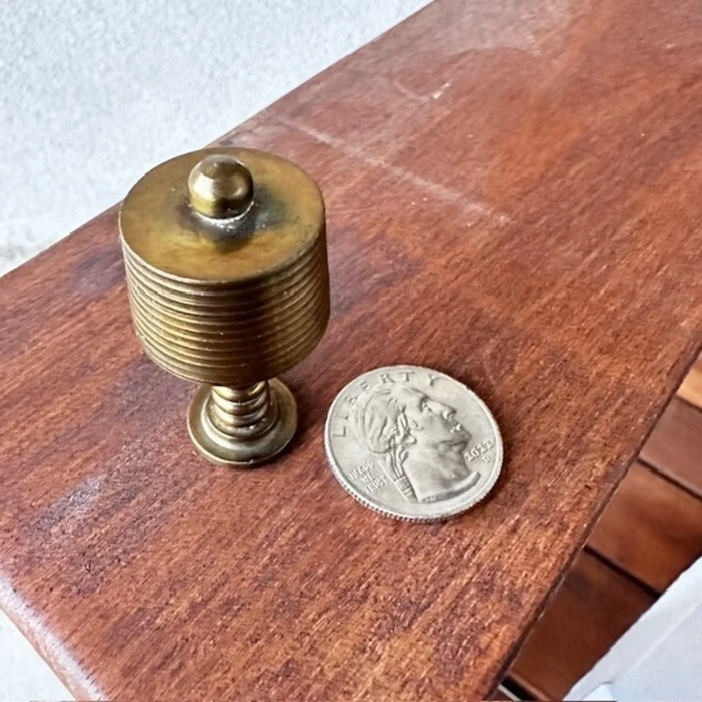 Miniature Doll House‎ Antique Brass MCM Ribbed Lamp 1.5 Heavy